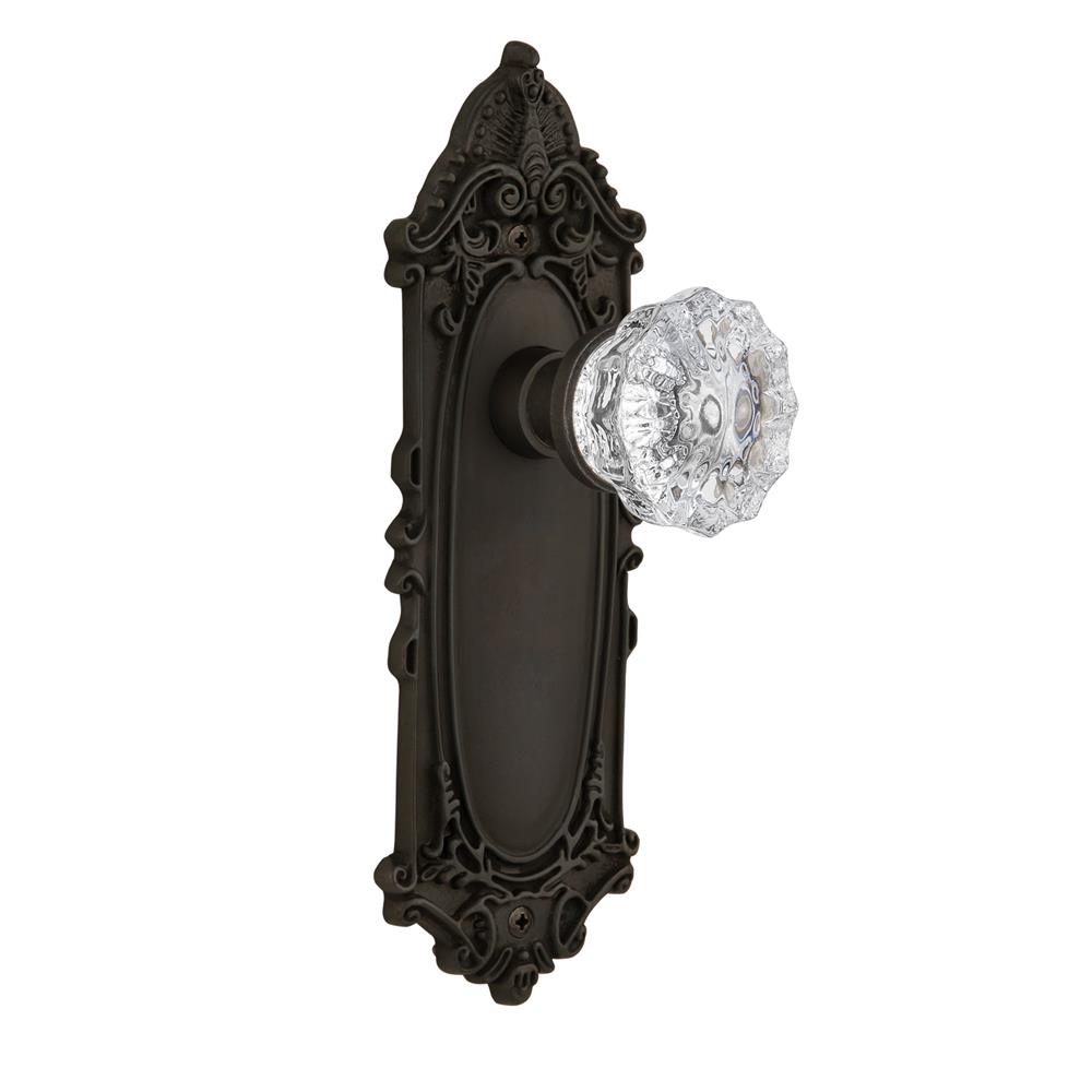 Nostalgic Warehouse 709889  Victorian Plate Passage Crystal Glass Door Knob in Oil-Rubbed Bronze